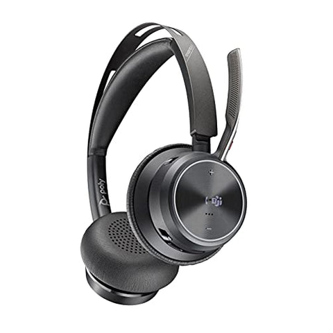 Poly - Voyager Focus 2 Office USB-A (Plantronics) - Bluetooth Stereo Headset with Boom Mic - USB-A PC/Mac/Desk Phone Compatible - Active Noise Canceling - Works with Teams (Certified), Zoom & More