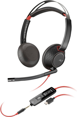 Plantronics Poly Blackwire 5220 - Caque Filaire (Stéréo, USB-A + Jack 3,5mm, Télécommande) Black