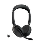 Jabra Evolve2 65 Flex Wireless Bluetooth Stereo Headset with ClearVoice Noise Cancelling Technology and Hybrid ANC - MS Teams Certified - Black