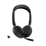 Jabra Evolve2 65 Flex Wireless Bluetooth Stereo Headset with ClearVoice Noise Cancelling Technology and Hybrid ANC - MS Teams Certified - Black