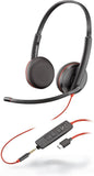 Plantronics Blackwire C3225 Stereo Headset with USB-C & 3.5mm Connection, Noise Cancelling, Soundguard and Flexible Microphone Arm - Black
