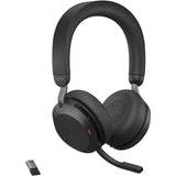 Jabra Evolve2 75 PC Wireless Headset with 8-Microphone Technology - Dual Foam Stereo Headphones with Advanced Active Noise Cancelling, USB-C Bluetooth Adapter and MS Teams-Compatibility - Black