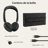 Jabra Evolve2 65 Flex Wireless Bluetooth Stereo Headset with ClearVoice Noise Cancelling Technology and Hybrid ANC - MS Teams Certified - Black