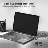 Câble de sécurité PC de 1,8 m, Nano Saver, Acier antivol pour Ordinateur Portable, Emplacement de sécurité Kensington Nanosaver, 2 clés, Verrouillage de Protection Nano Saver, revêtement PVC