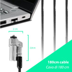 Câble de sécurité PC de 1,8 m, Nano Saver, Acier antivol pour Ordinateur Portable, Emplacement de sécurité Kensington Nanosaver, 2 clés, Verrouillage de Protection Nano Saver, revêtement PVC