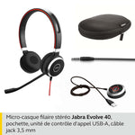 Jabra Evolve 40 MS Mono Headphones - Microsoft Certified Headphones for VoIP Softphone with Passive Noise Cancellation - USB Cable with Controller - Black