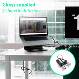Câble de sécurité PC de 1,8 m, Nano Saver, Acier antivol pour Ordinateur Portable, Emplacement de sécurité Kensington Nanosaver, 2 clés, Verrouillage de Protection Nano Saver, revêtement PVC