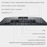 Dell P2425H 24" Full HD (1920x1080) Écran PC, 100Hz, IPS, 5ms, 99% sRGB, USB-C, DisplayPort, HDMI, VGA, 4X USB, Garantie 3 Ans, Noir