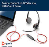 Plantronics - Blackwire 3225 - Dual wired headset (stereo) with boom mic - USB-C to connect to your mobile, PC or Mac
