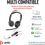 Plantronics Poly Blackwire 5220 - Caque Filaire (Stéréo, USB-A + Jack 3,5mm, Télécommande) Black