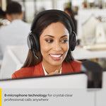 Jabra Evolve2 75 PC Wireless Headset with 8-Microphone Technology - Dual Foam Stereo Headphones with Advanced Active Noise Cancelling, USB-C Bluetooth Adapter and MS Teams-Compatibility - Black