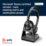 Poly - Voyager Focus 2 Office USB-A (Plantronics) - Bluetooth Stereo Headset with Boom Mic - USB-A PC/Mac/Desk Phone Compatible - Active Noise Canceling - Works with Teams (Certified), Zoom & More
