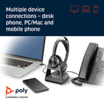 Poly - Voyager Focus 2 Office USB-A (Plantronics) - Bluetooth Stereo Headset with Boom Mic - USB-A PC/Mac/Desk Phone Compatible - Active Noise Canceling - Works with Teams (Certified), Zoom & More