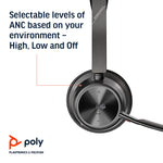 Poly - Voyager Focus 2 Office USB-A (Plantronics) - Bluetooth Stereo Headset with Boom Mic - USB-A PC/Mac/Desk Phone Compatible - Active Noise Canceling - Works with Teams (Certified), Zoom & More