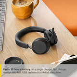 Jabra Evolve2 75 PC Wireless Headset with 8-Microphone Technology - Dual Foam Stereo Headphones with Advanced Active Noise Cancelling, USB-C Bluetooth Adapter and MS Teams-Compatibility - Black