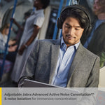 Jabra Evolve2 75 PC Wireless Headset with 8-Microphone Technology - Dual Foam Stereo Headphones with Advanced Active Noise Cancelling, USB-C Bluetooth Adapter and MS Teams-Compatibility - Black